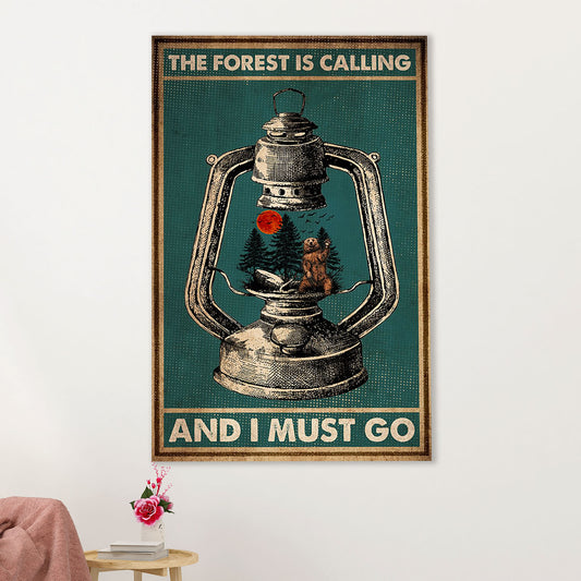 Camping Canvas | The Forest Is Calling & I Must Go | Wall Art Gift for Campers