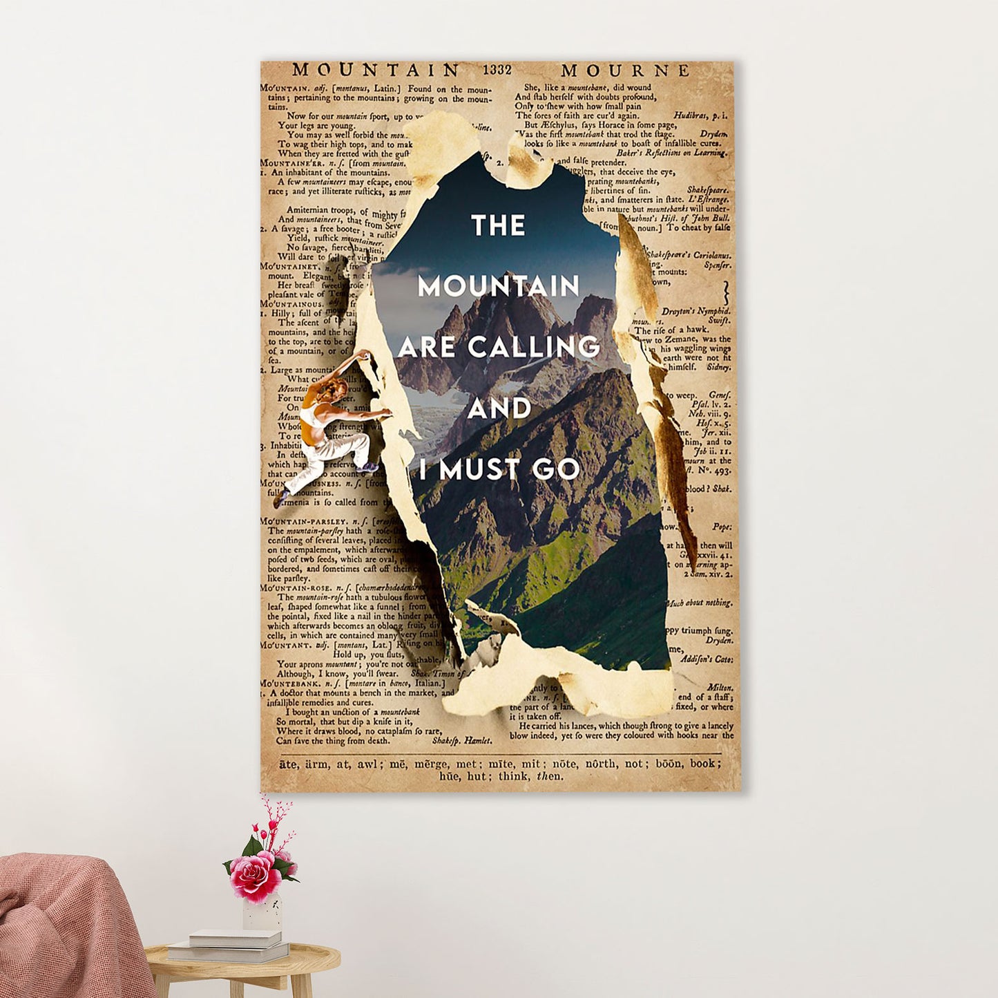 Camping Poster | The Mountains Are Calling & I Must Go | Wall Art Gift for Camper