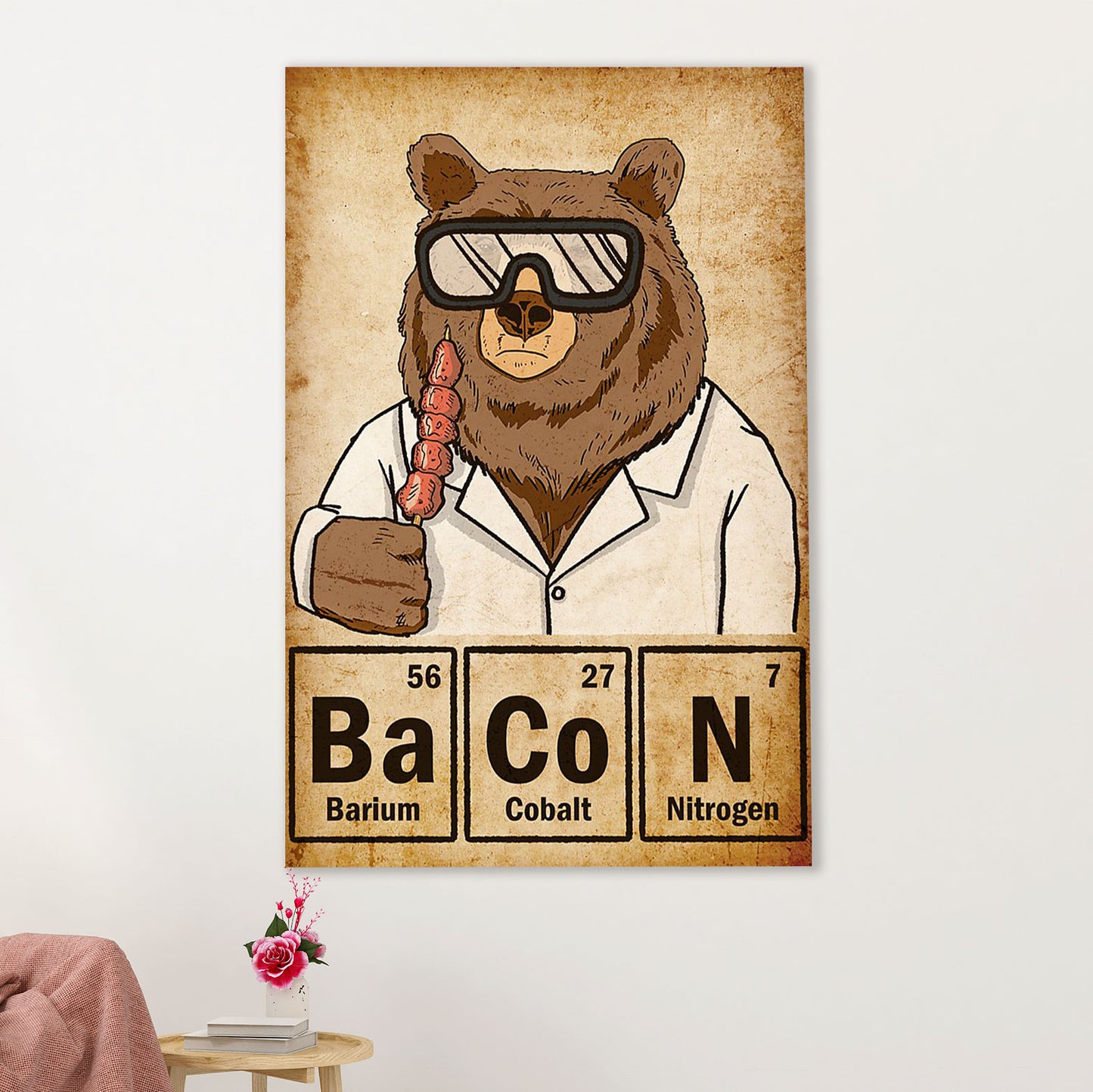 Camping Poster | Funny Bear Bacon | Wall Art Gift for Camper