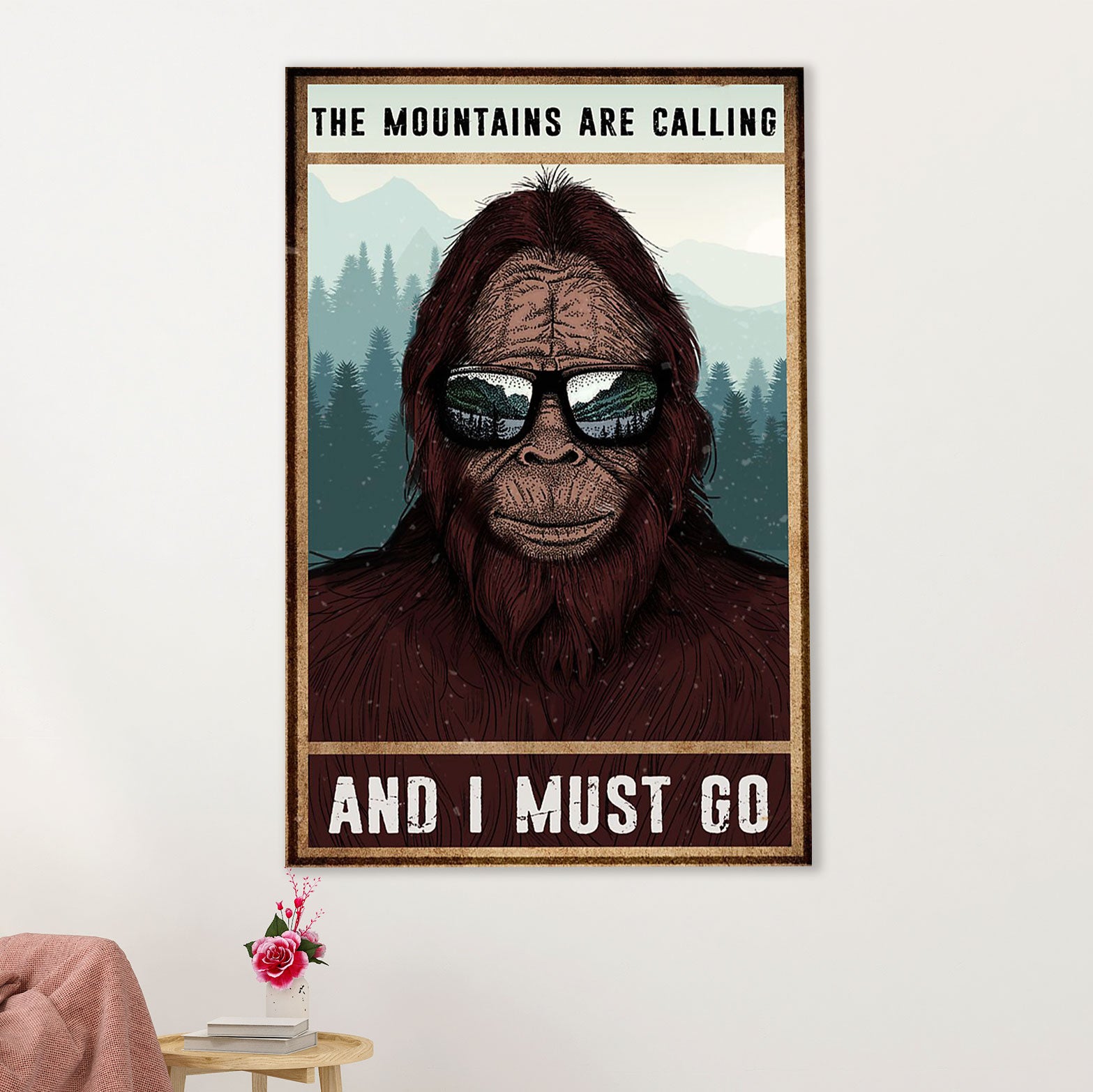 Camping Poster | The Mountains Are Calling & I Must Go | Wall Art Gift for Camper