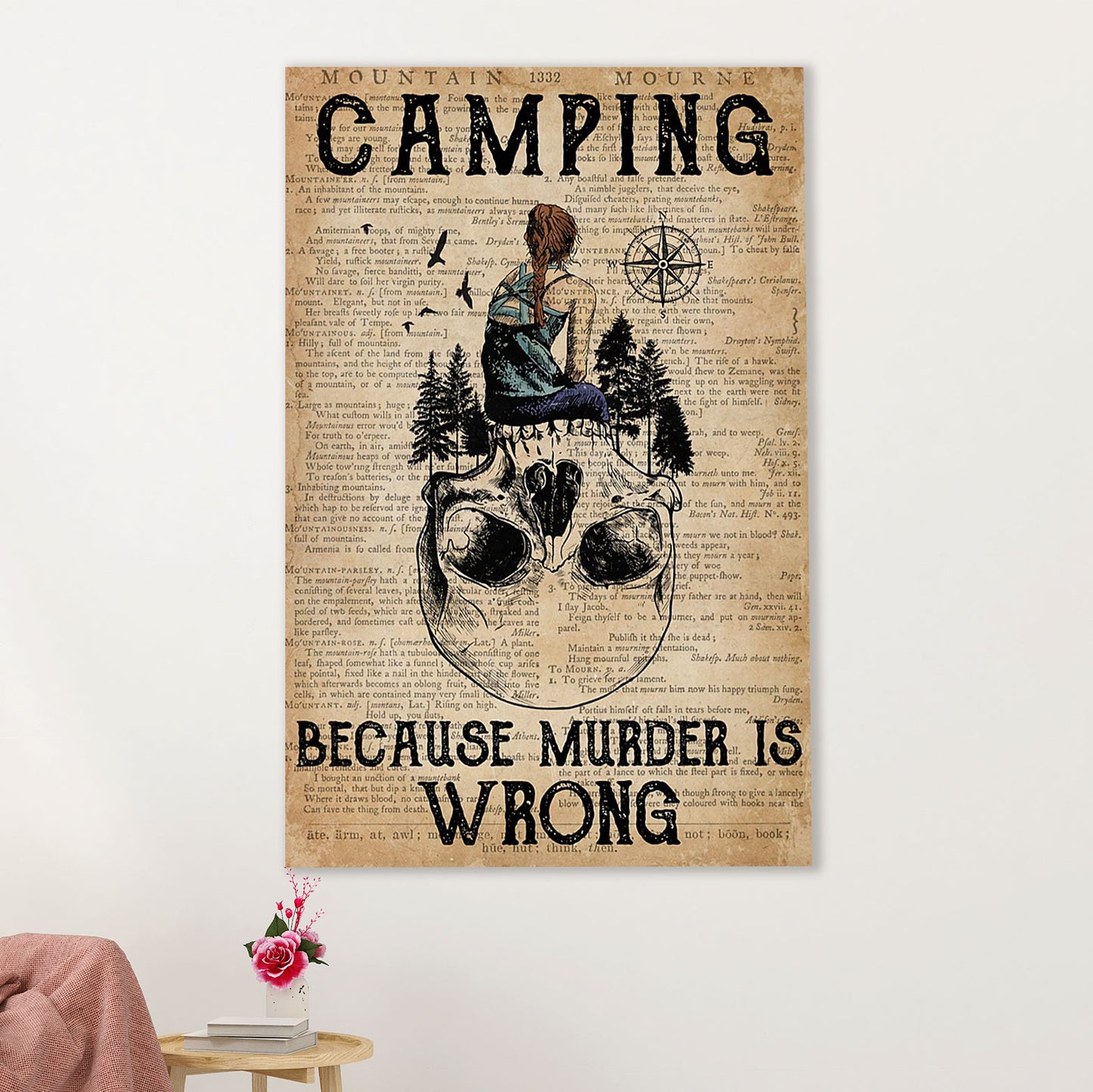 Camping Canvas | Camping Because Murder Is Wrong | Wall Art Gift for Campers