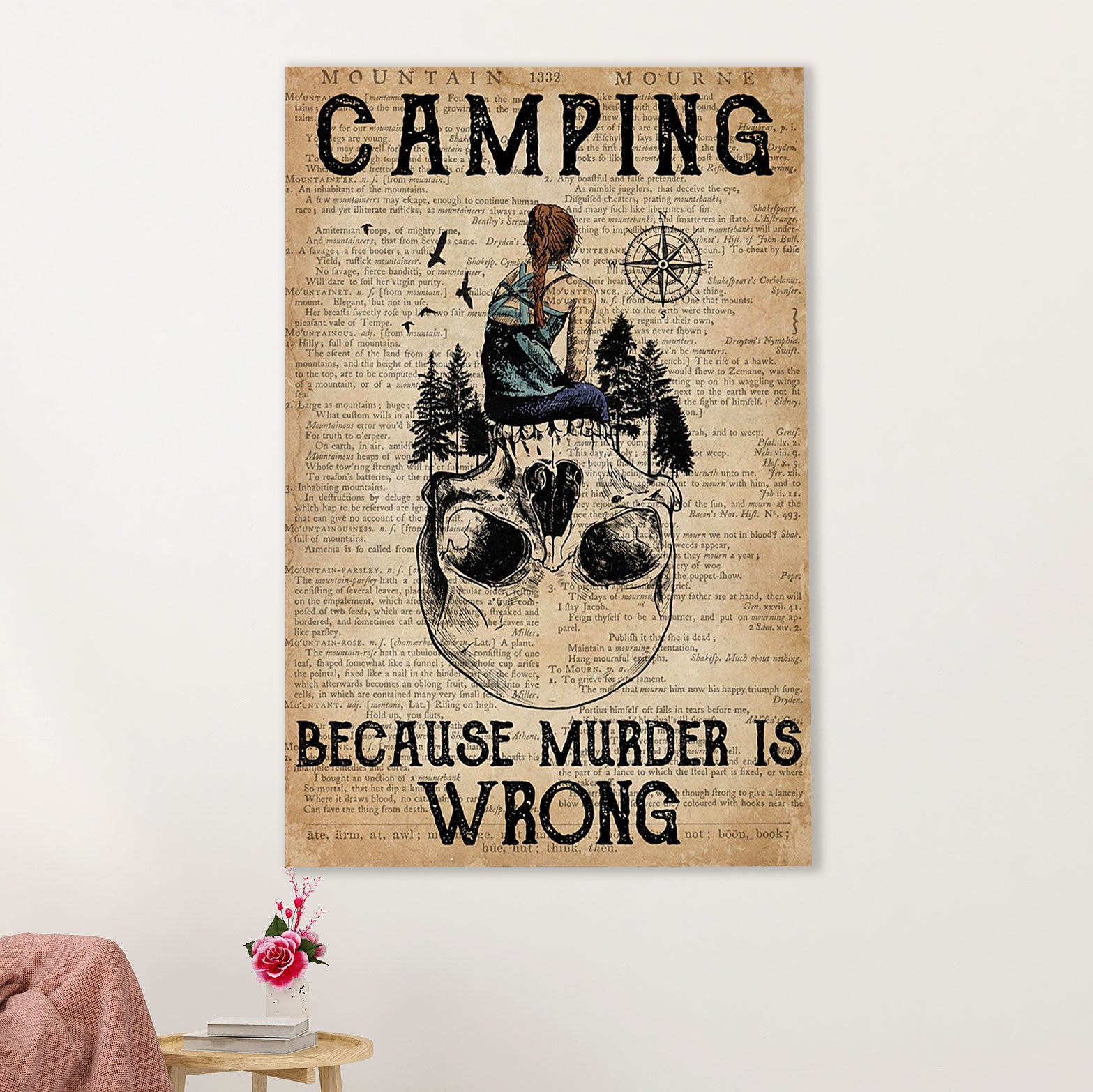 Camping Poster | Camping Because Murder Is Wrong | Wall Art Gift for Camper