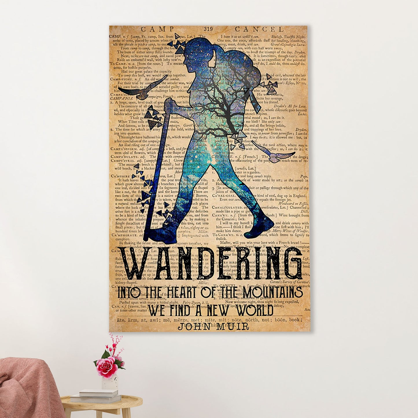 Camping Poster | Wandering Into The Heart Of The Mountains | Wall Art Gift for Camper