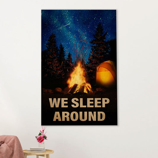 Camping Canvas | We Sleep Around | Wall Art Gift for Campers