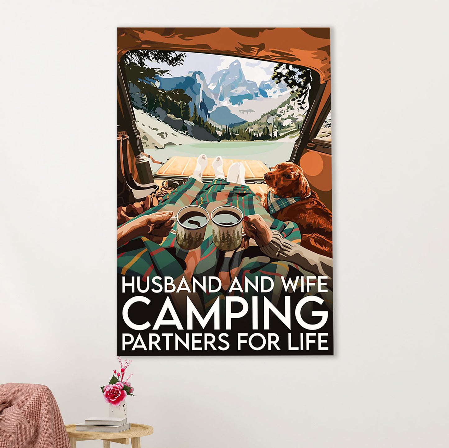 Camping Poster | Husband & Wife - Camping Partners for Life | Wall Art Gift for Camper