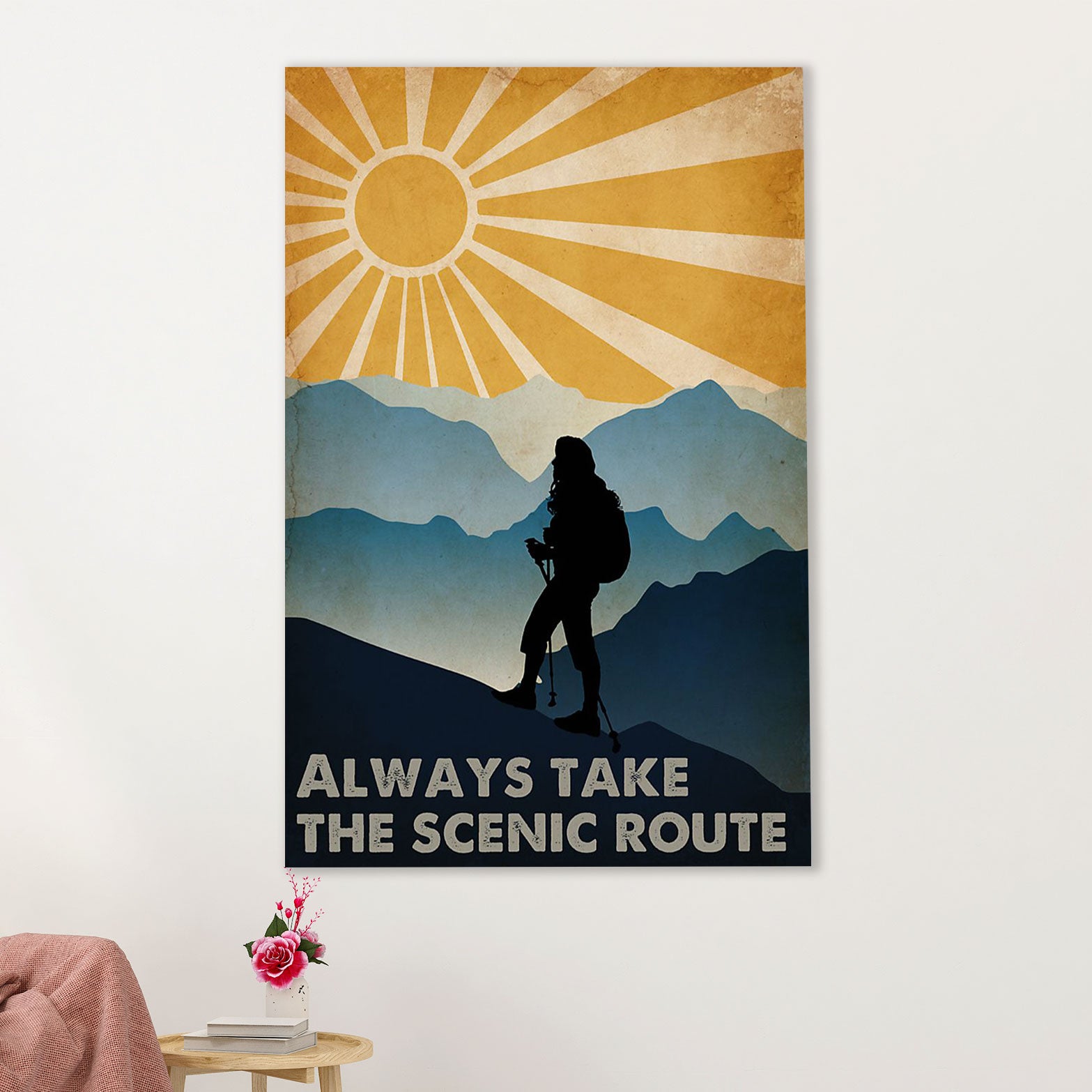 Camping Poster | Always Take The Scenic Route | Wall Art Gift for Camper
