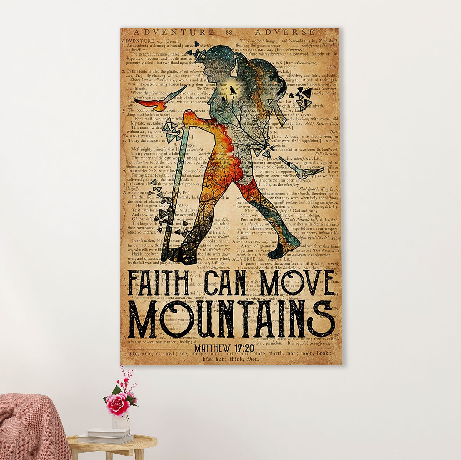Camping Poster | Faith Can Move Mountains | Wall Art Gift for Camper