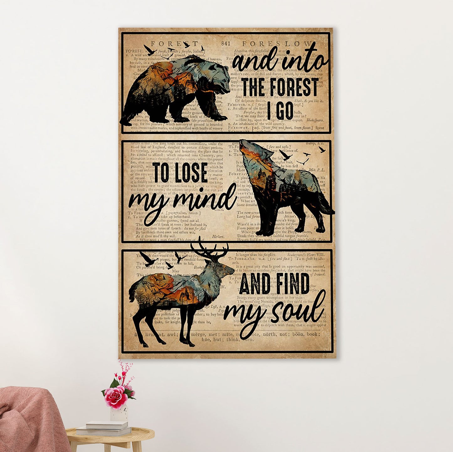 Camping Poster | And Into The Fores I Go To Lose My Mind | Wall Art Gift for Camper