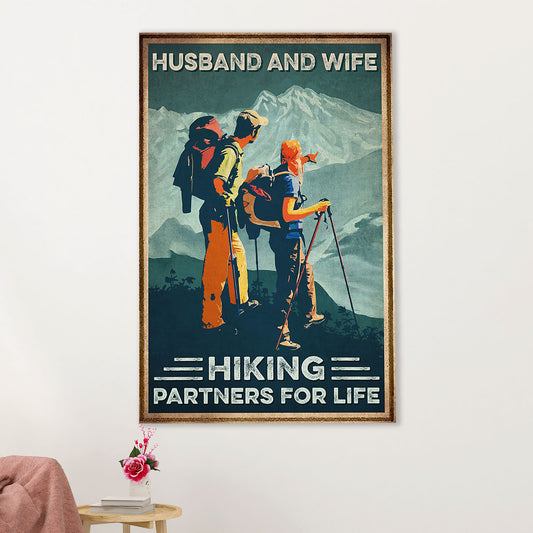 Camping Canvas | Husband & Wife - Hiking Partners For Life | Wall Art Gift for Campers