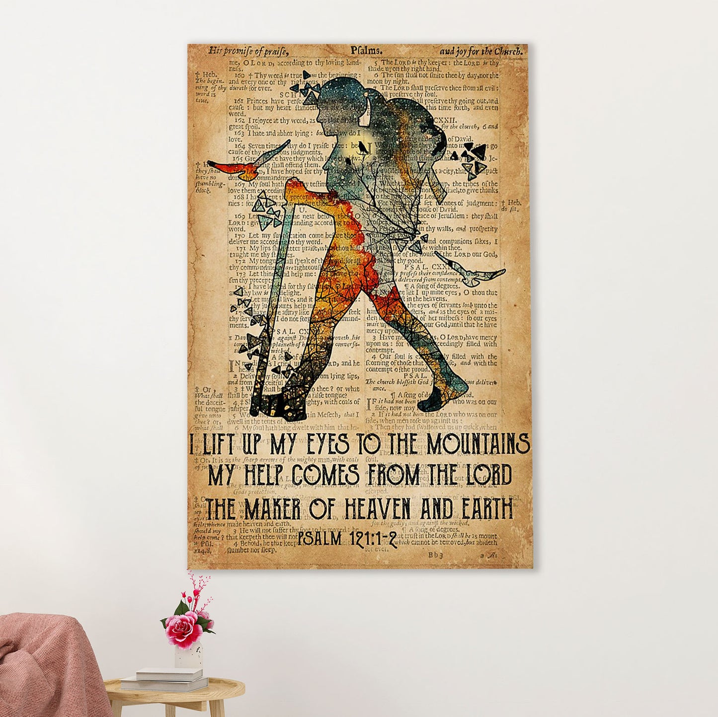 Camping Poster | Hiking - I Lift Up My Eyes To The Mountains | Wall Art Gift for Camper