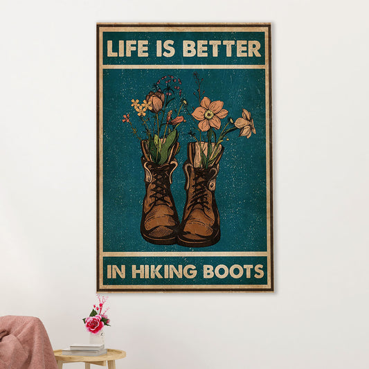 Camping Canvas | Hiking - Life Is Better With Hiking Boots | Wall Art Gift for Campers