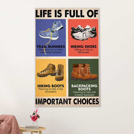 Camping Canvas | Hiking - Life Is Full of Important Choices | Wall Art Gift for Campers