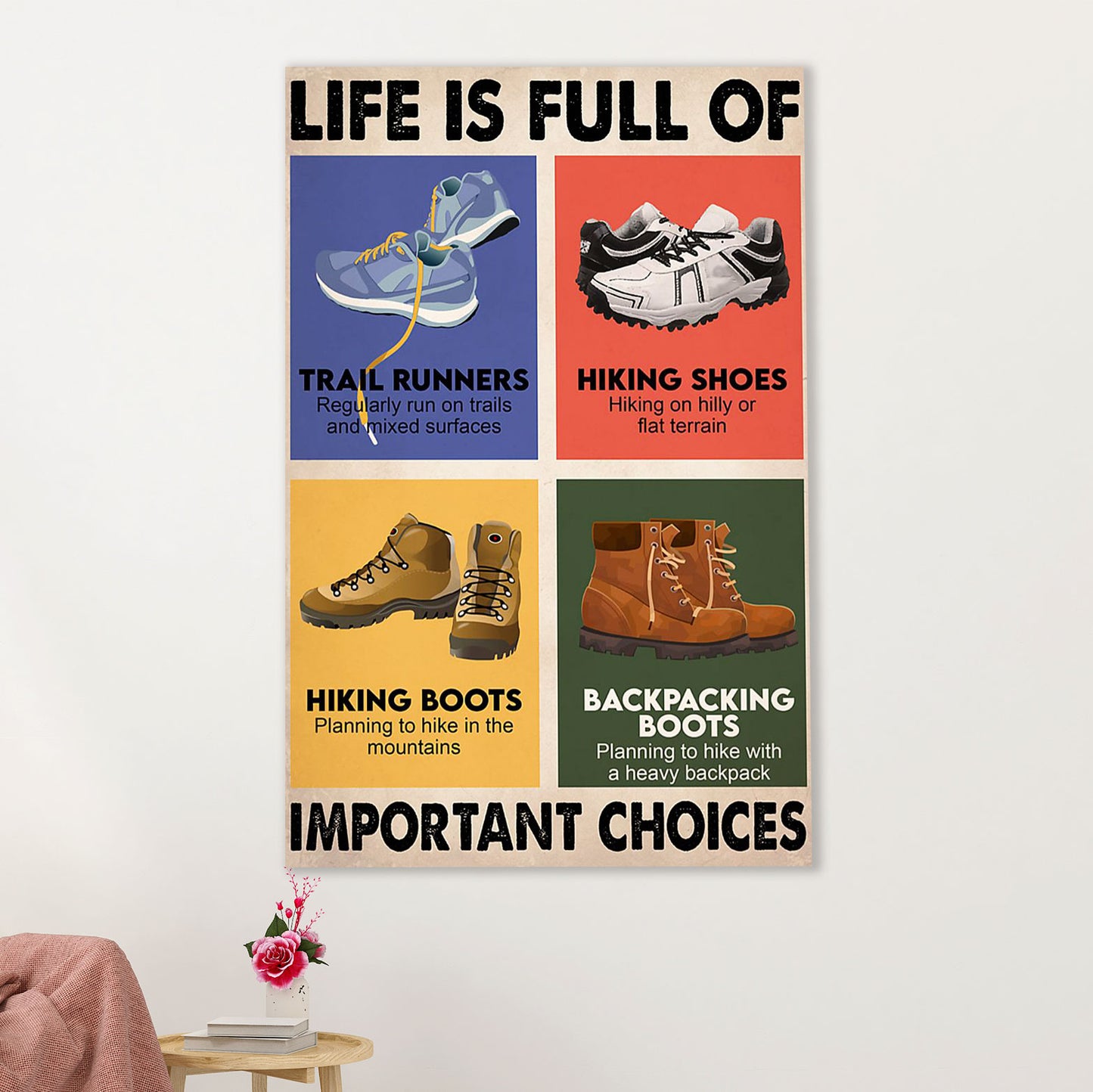 Camping Poster | Hiking - Life Is Full of Important Choices | Wall Art Gift for Camper