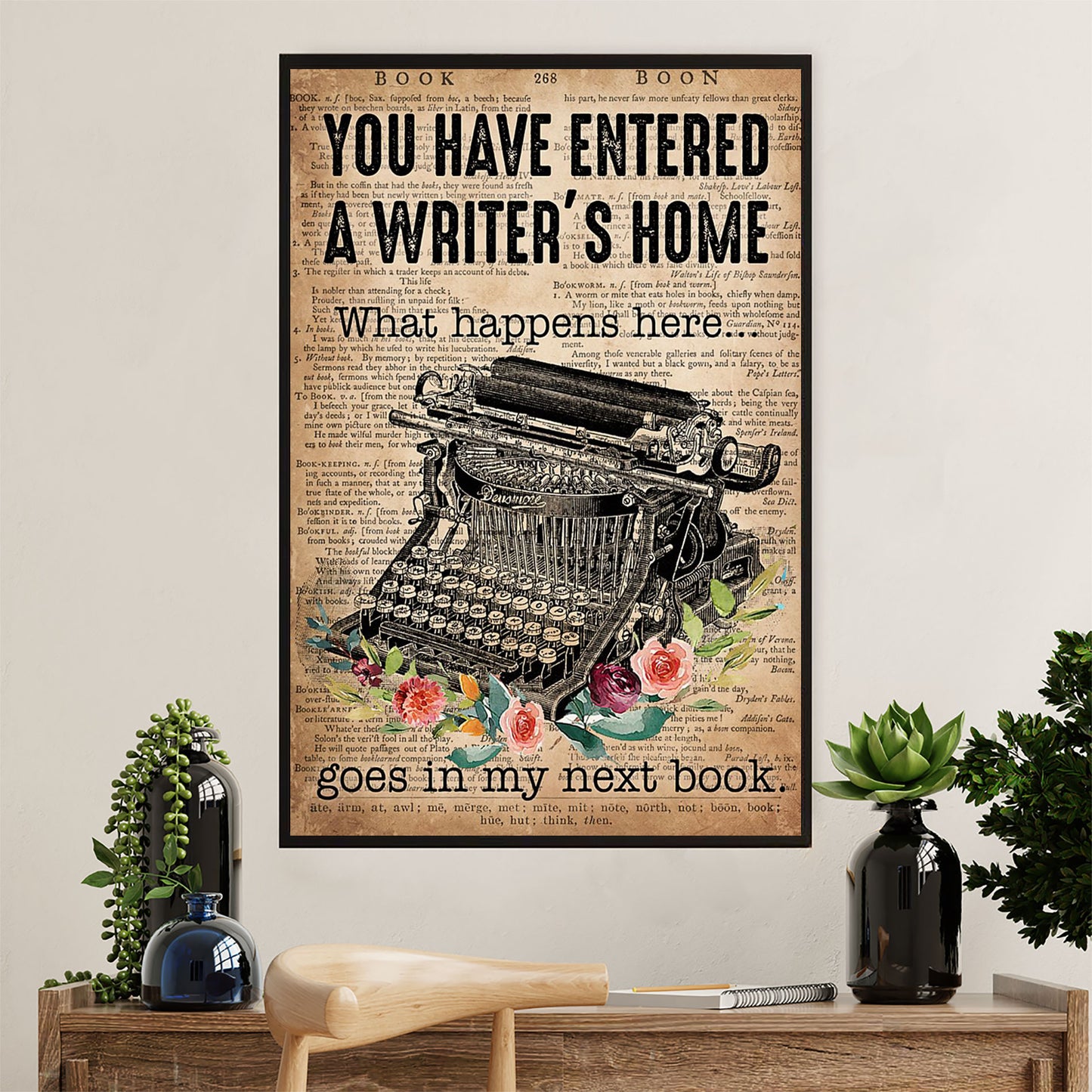 Books Lover Poster Prints | You Have Entered a Writer's Home | Wall Art Gift for Books Reader