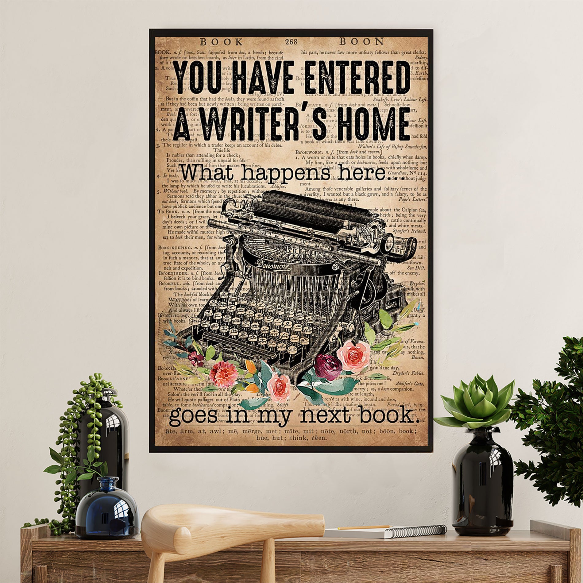 Books Lover Poster Prints | You Have Entered a Writer's Home | Wall Art Gift for Books Reader