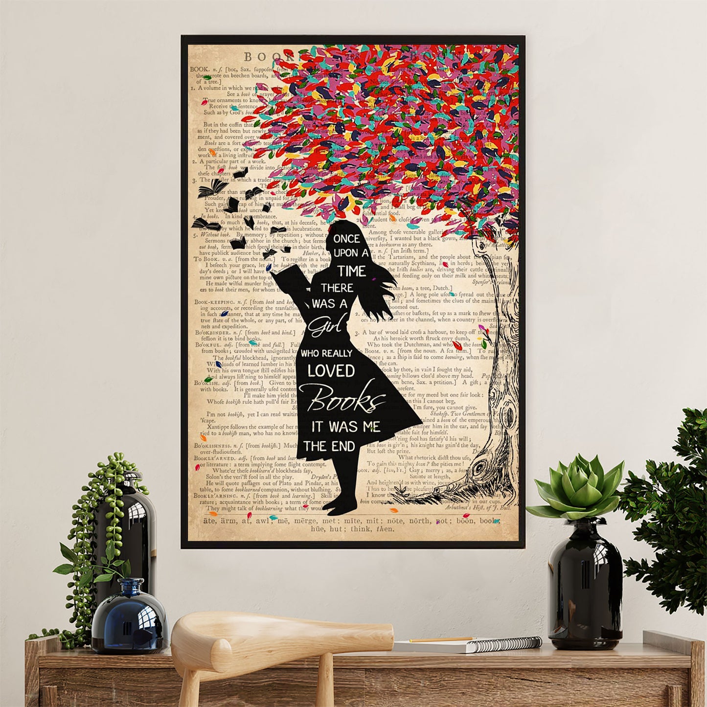 Books Lover Poster Prints | There Was A Girl Who Really Loved Books | Wall Art Gift for Books Reader