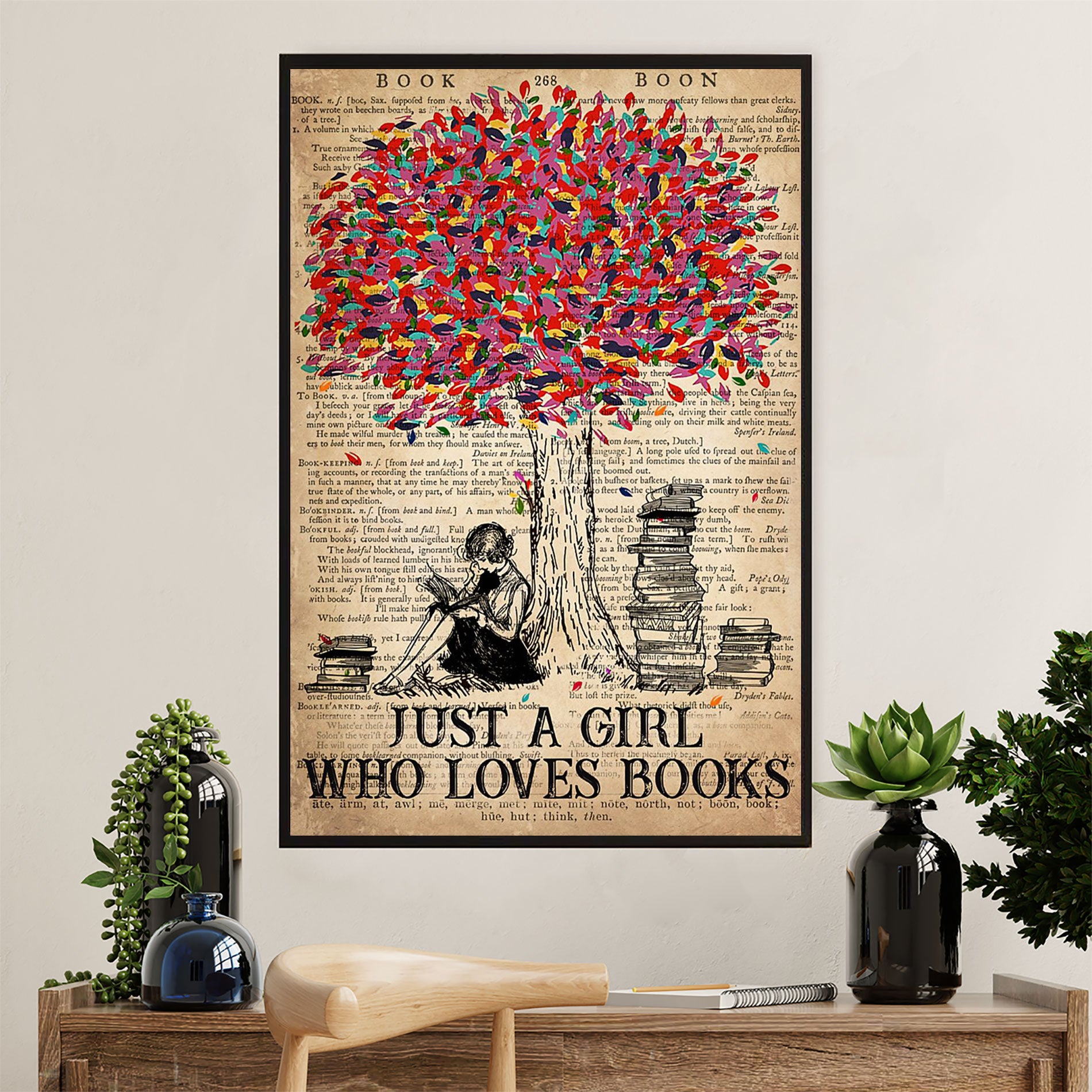 Books Lover Canvas Prints | Just A Girl Who Loves Books | Wall Art Gift for Books Reader