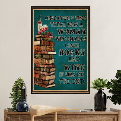 Books Lover Canvas Prints | There Was A Woman Who Really Loved Books & Wine | Wall Art Gift for Books Reader