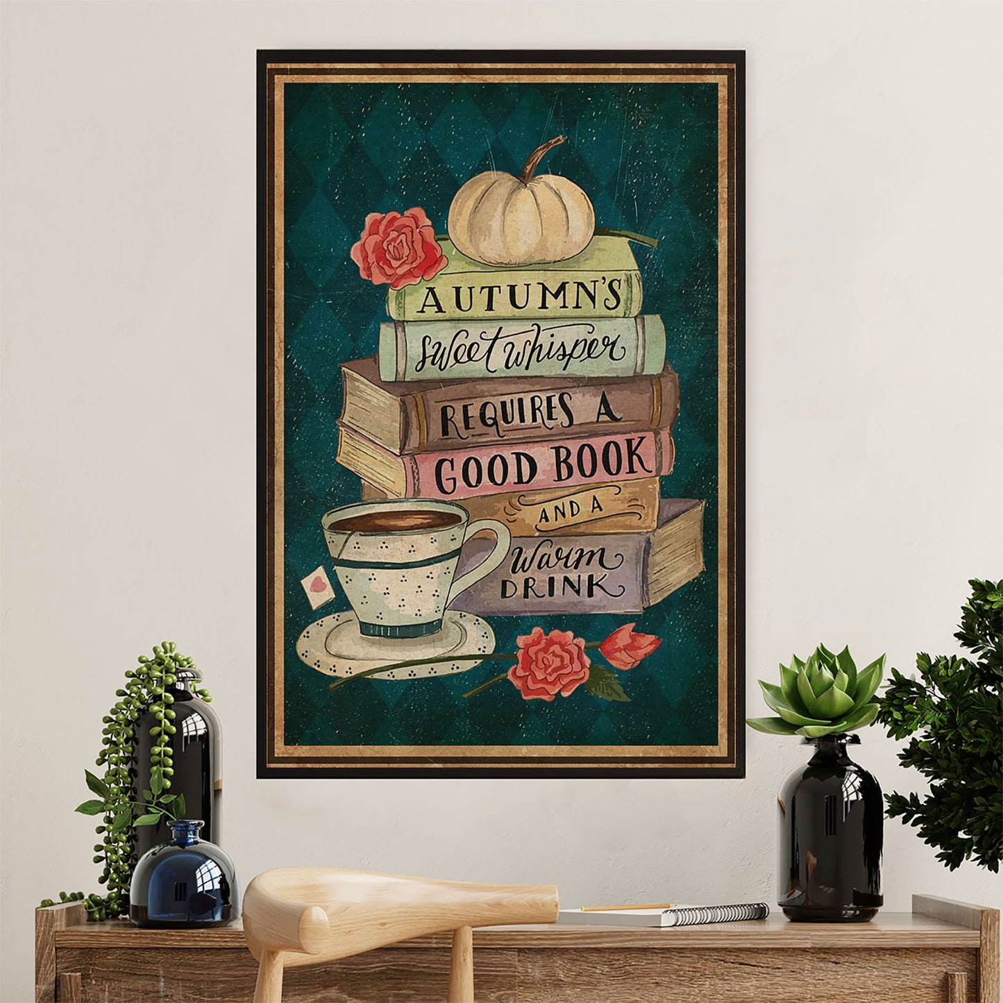 Books Lover Canvas Prints | Autumn Sweet Whisper Requires A Good Book | Wall Art Gift for Books Reader