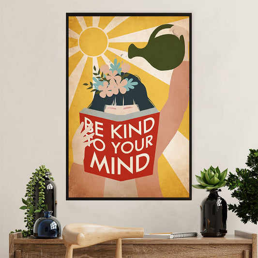 Books Lover Poster Prints | Be Kind To Your Mind | Wall Art Gift for Books Reader