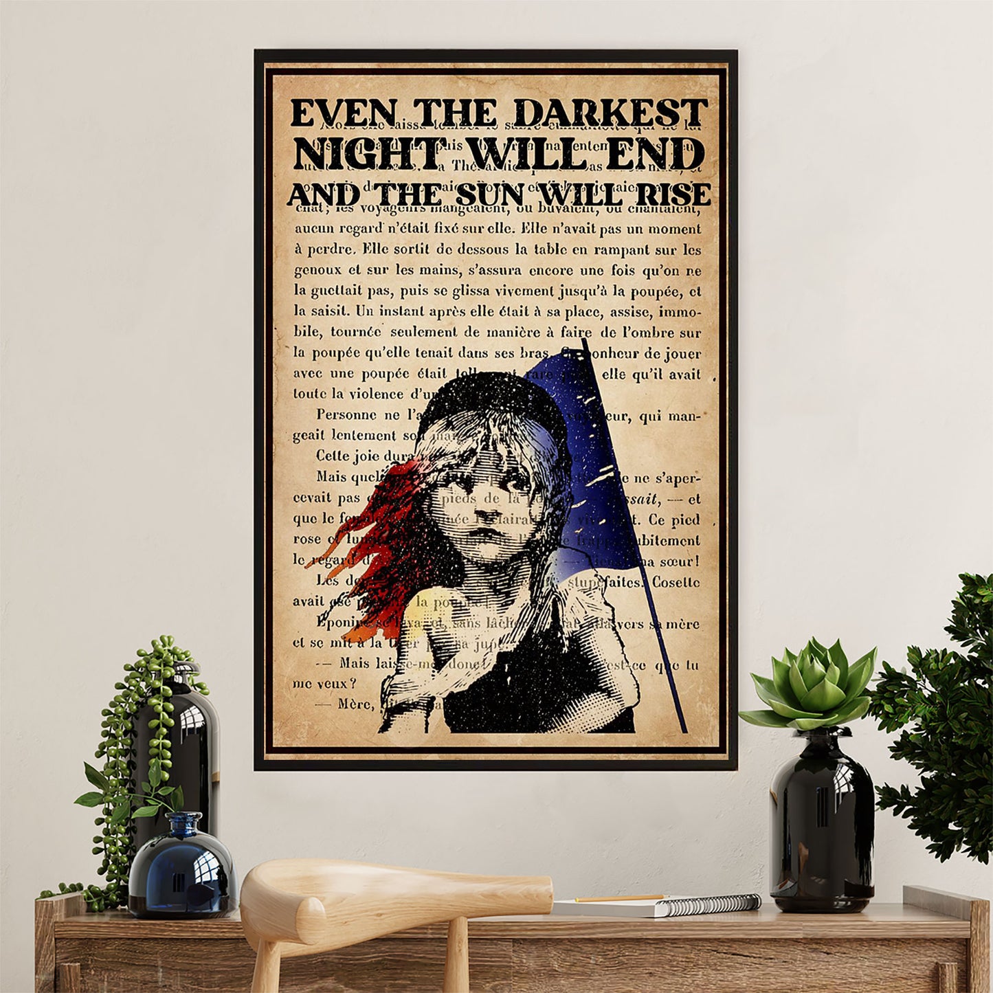 Books Lover Poster Prints | Even The Darkest Night Will End | Wall Art Gift for Books Reader