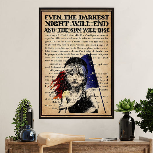 Books Lover Poster Prints | Even The Darkest Night Will End | Wall Art Gift for Books Reader