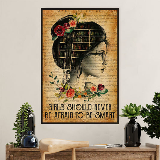 Books Lover Poster Prints | Girls Should Never Be Afraid | Wall Art Gift for Books Reader
