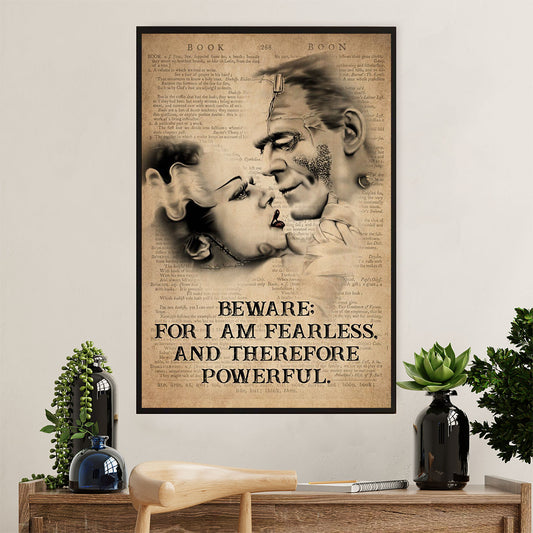 Books Lover Poster Prints | For I Am Fearless And Therefore Powerful | Wall Art Gift for Books Reader