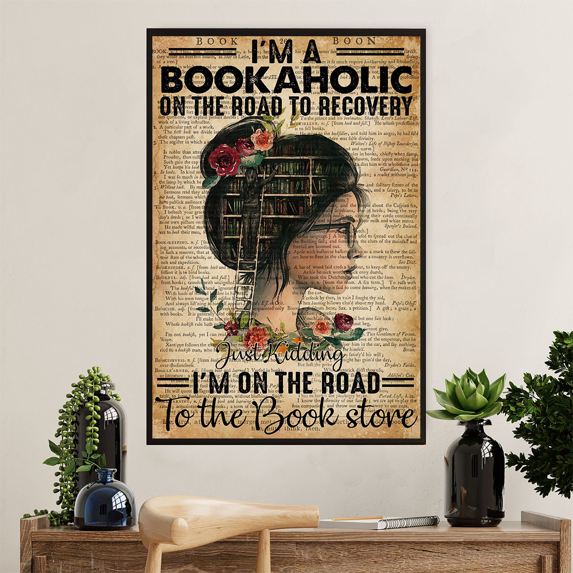 Books Lover Canvas Prints | I'm A Bookaholic | Wall Art Gift for Books Reader