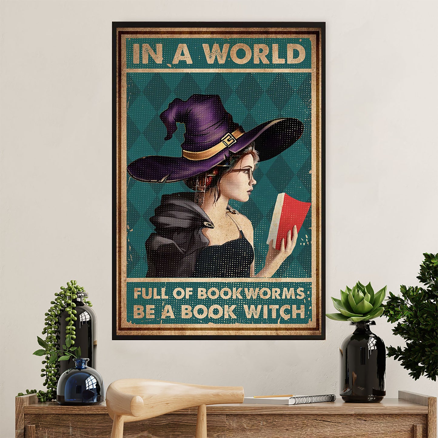Books Lover Poster Prints | In A World Full Of Book Worms | Wall Art Gift for Books Reader