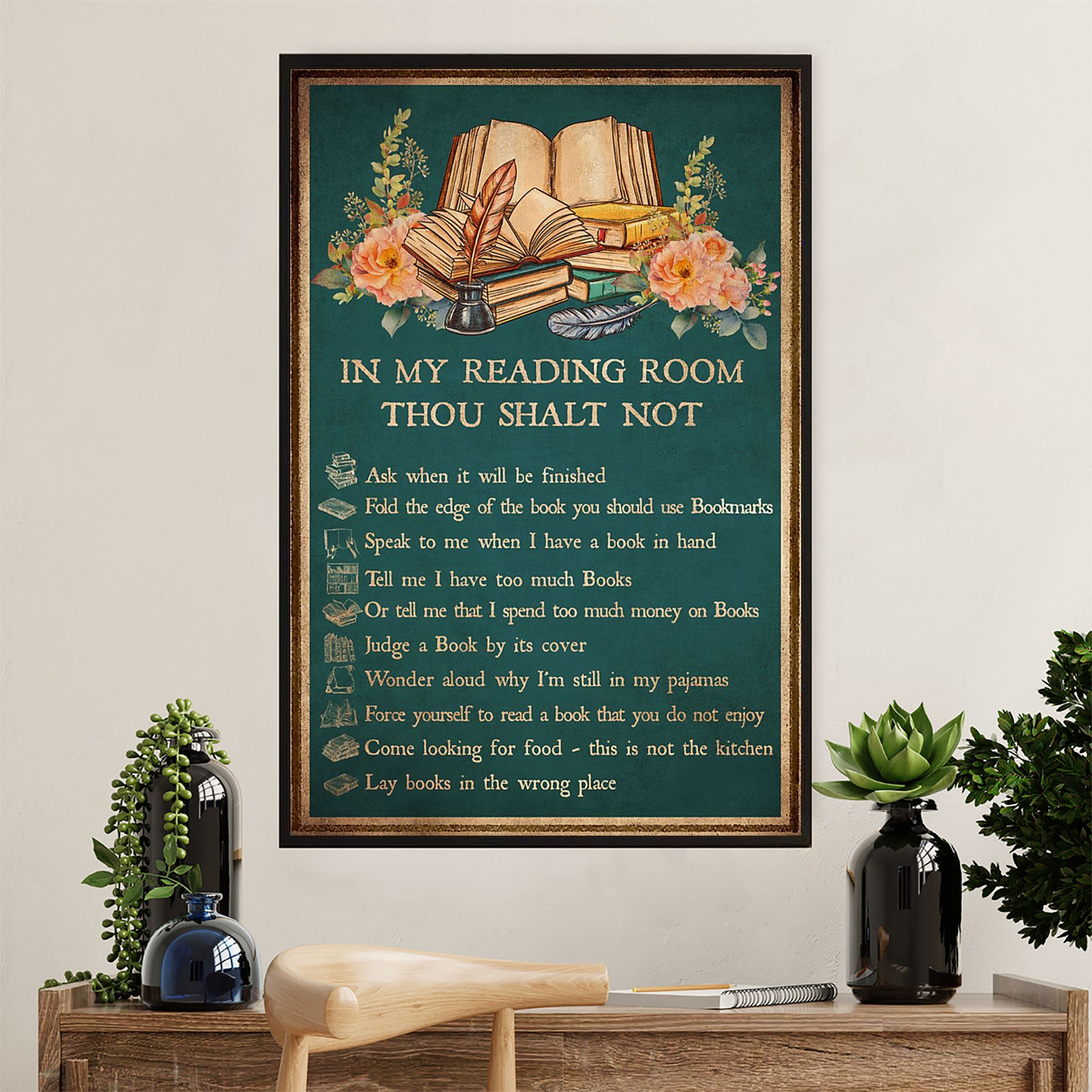 Books Lover Poster Prints | In My Reading Room | Wall Art Gift for Books Reader