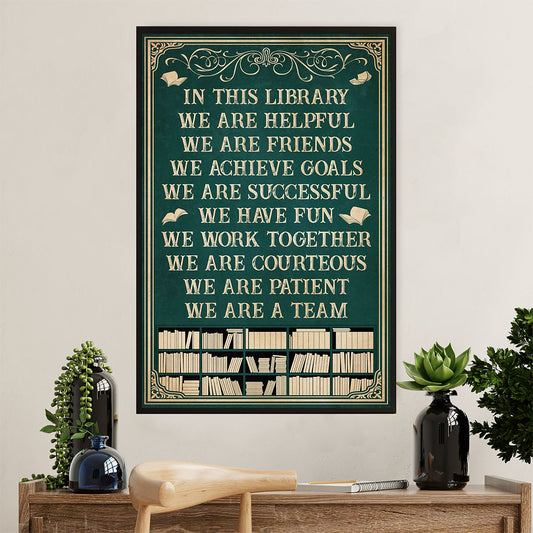 Books Lover Poster Prints | In This Library We Are Helpful | Wall Art Gift for Books Reader