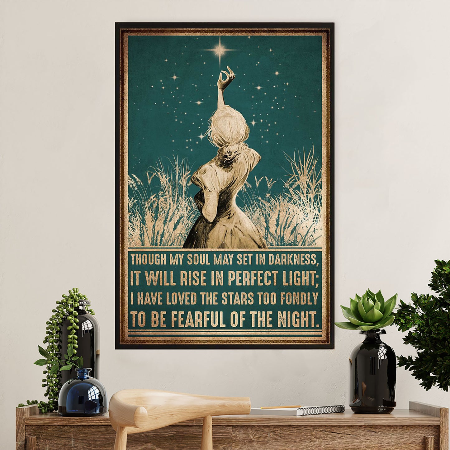 Books Lover Poster Prints | Though My Soul May Set In Darkness | Wall Art Gift for Books Reader