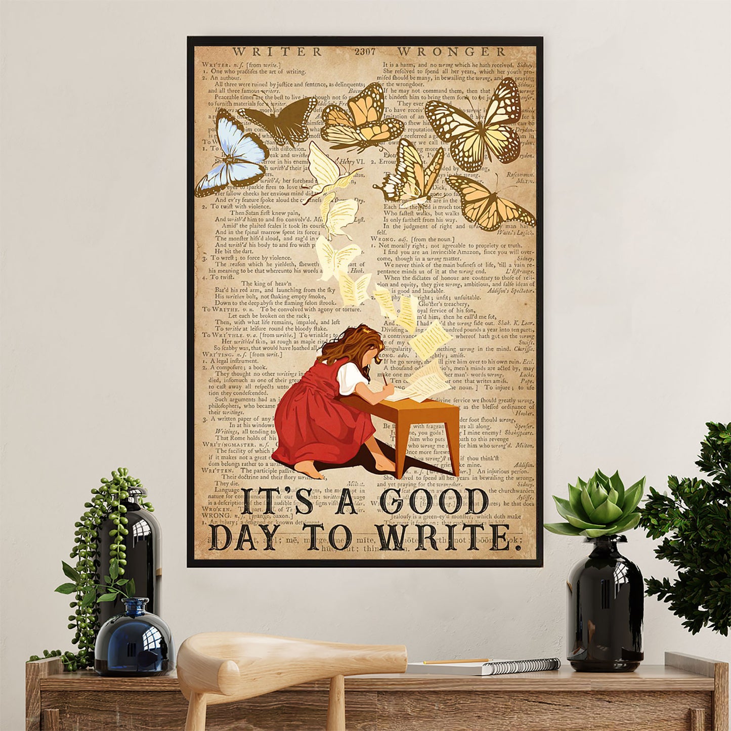 Books Lover Poster Prints | It's A Good Day To Write | Wall Art Gift for Books Reader
