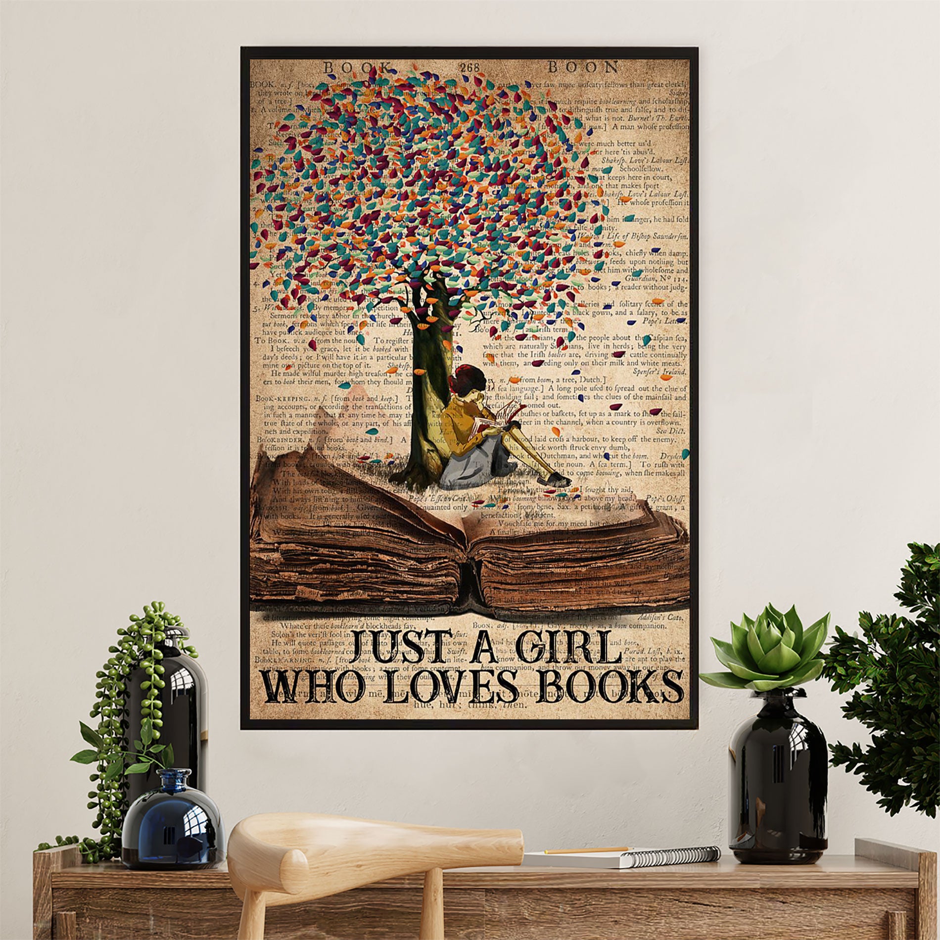 Books Lover Canvas Prints | Just A Girl Who Loves Books | Wall Art Gift for Books Reader
