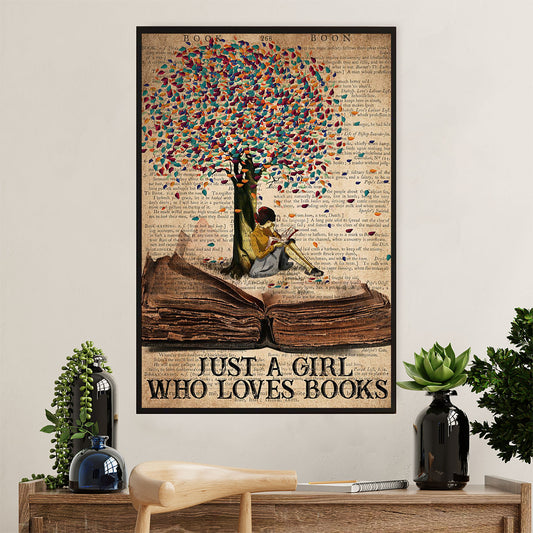 Books Lover Poster Prints | Just A Girl Who Loves Books | Wall Art Gift for Books Reader