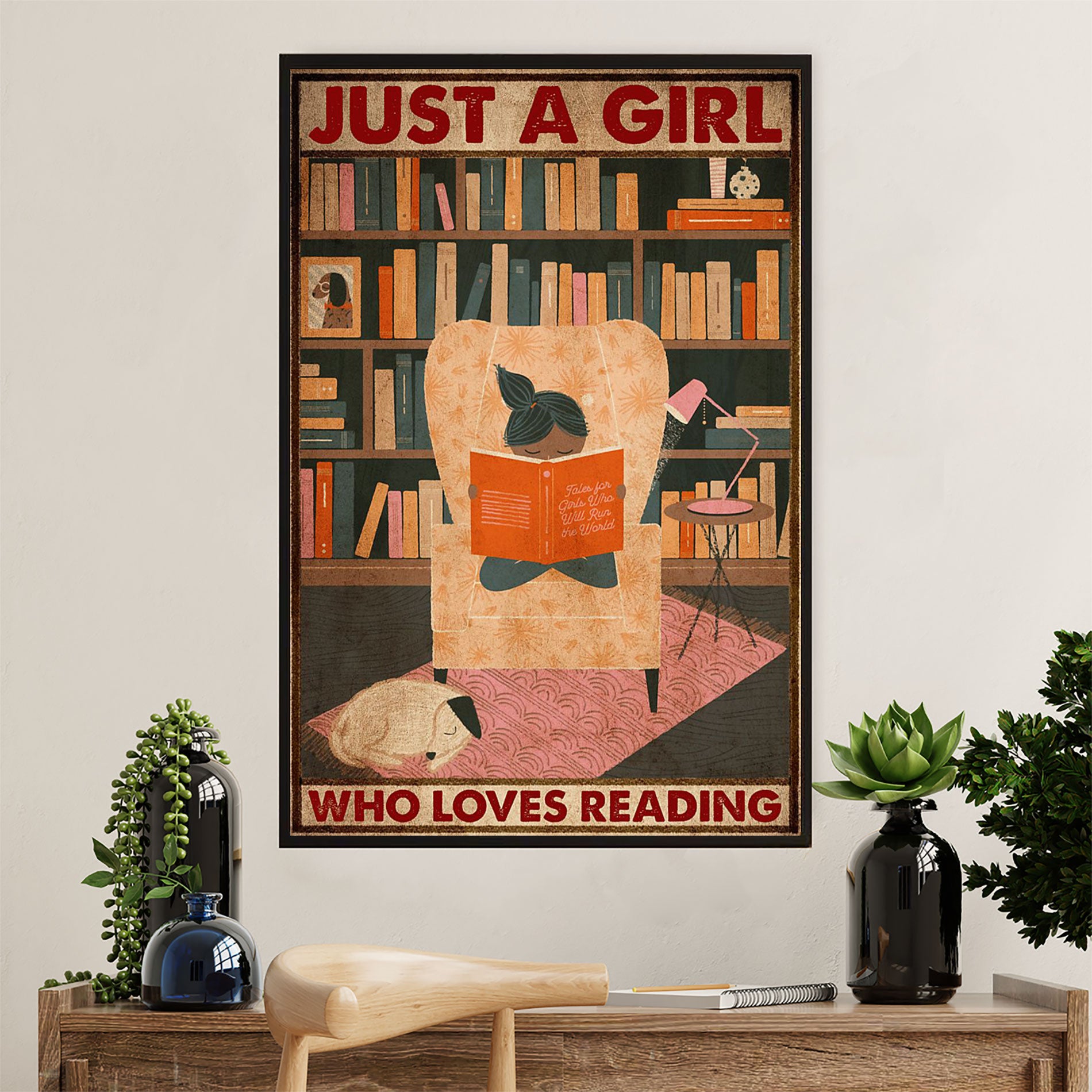 Books Lover Canvas Prints | Just A Girl Who Loves Reading | Wall Art Gift for Books Reader