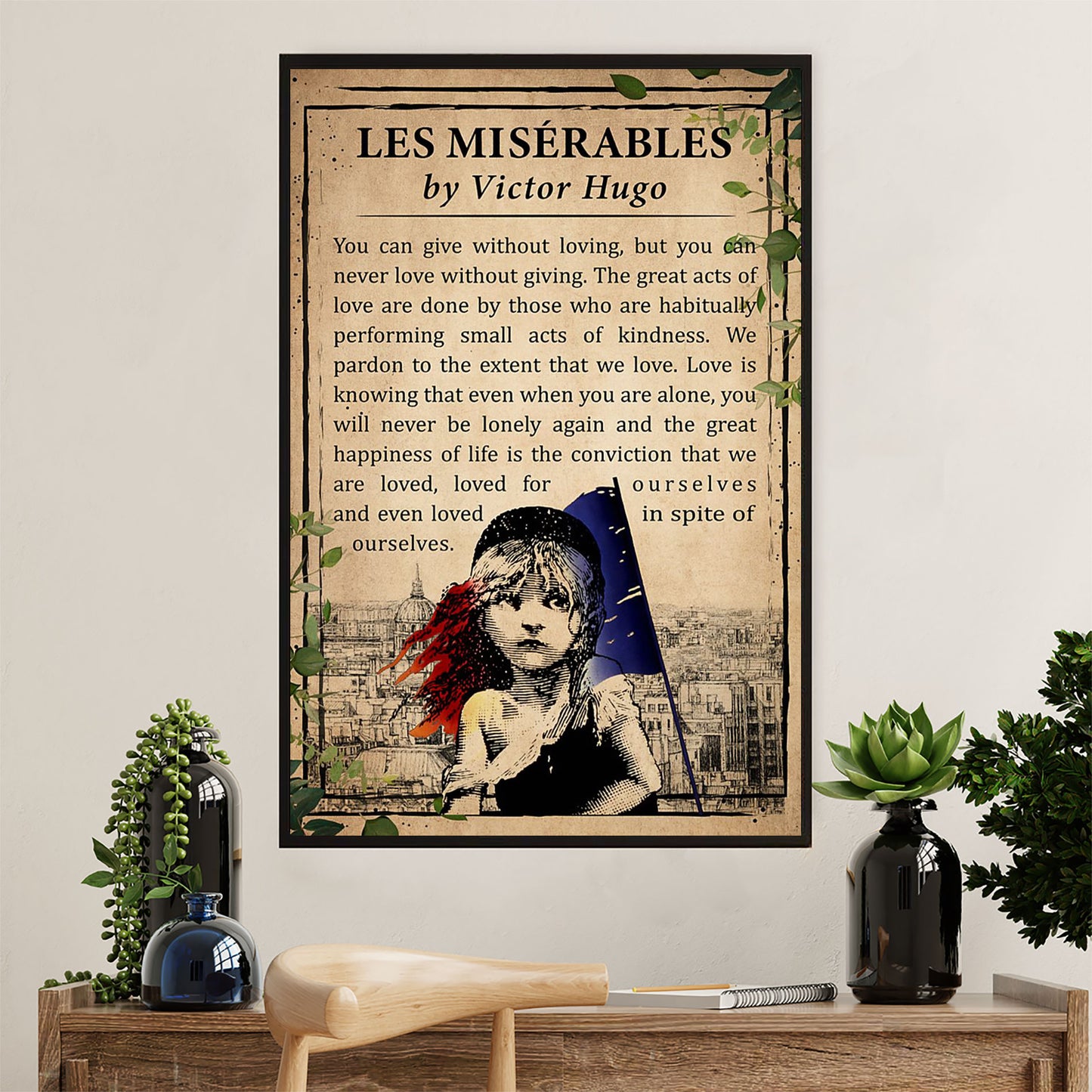 Books Lover Canvas Prints | Les Miserables Victor Hugo | Wall Art Gift for Books Reader