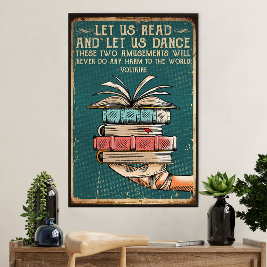 Books Lover Poster Prints | Let Us Read And Let Us Dance | Wall Art Gift for Books Reader