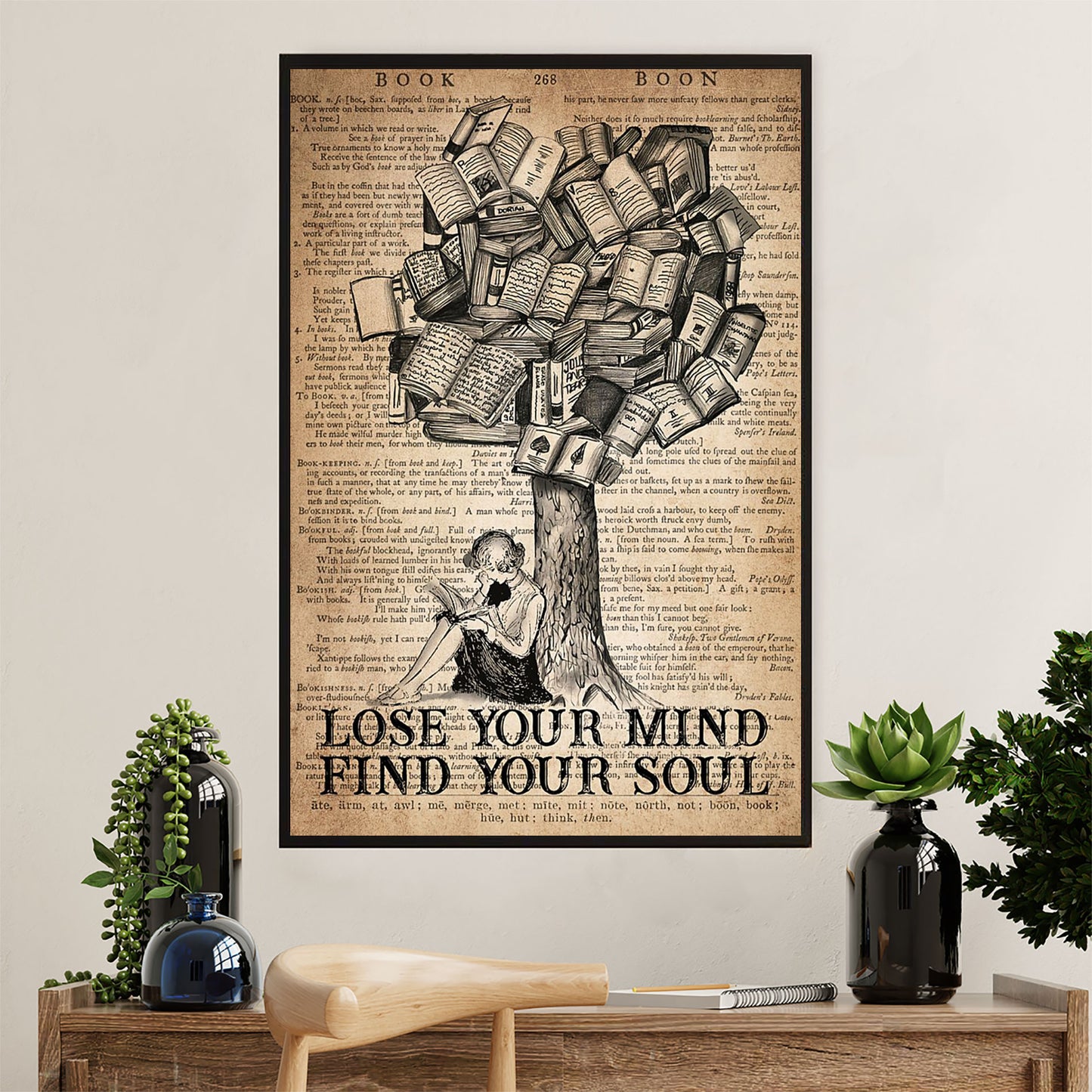 Books Lover Canvas Prints | Lose Your Mind Find Your Soul | Wall Art Gift for Books Reader