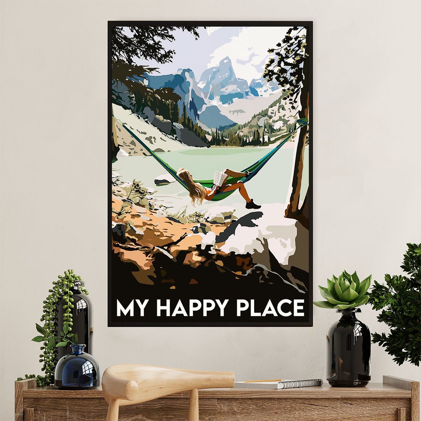 Books Lover Canvas Prints | My Happy Place | Wall Art Gift for Books Reader