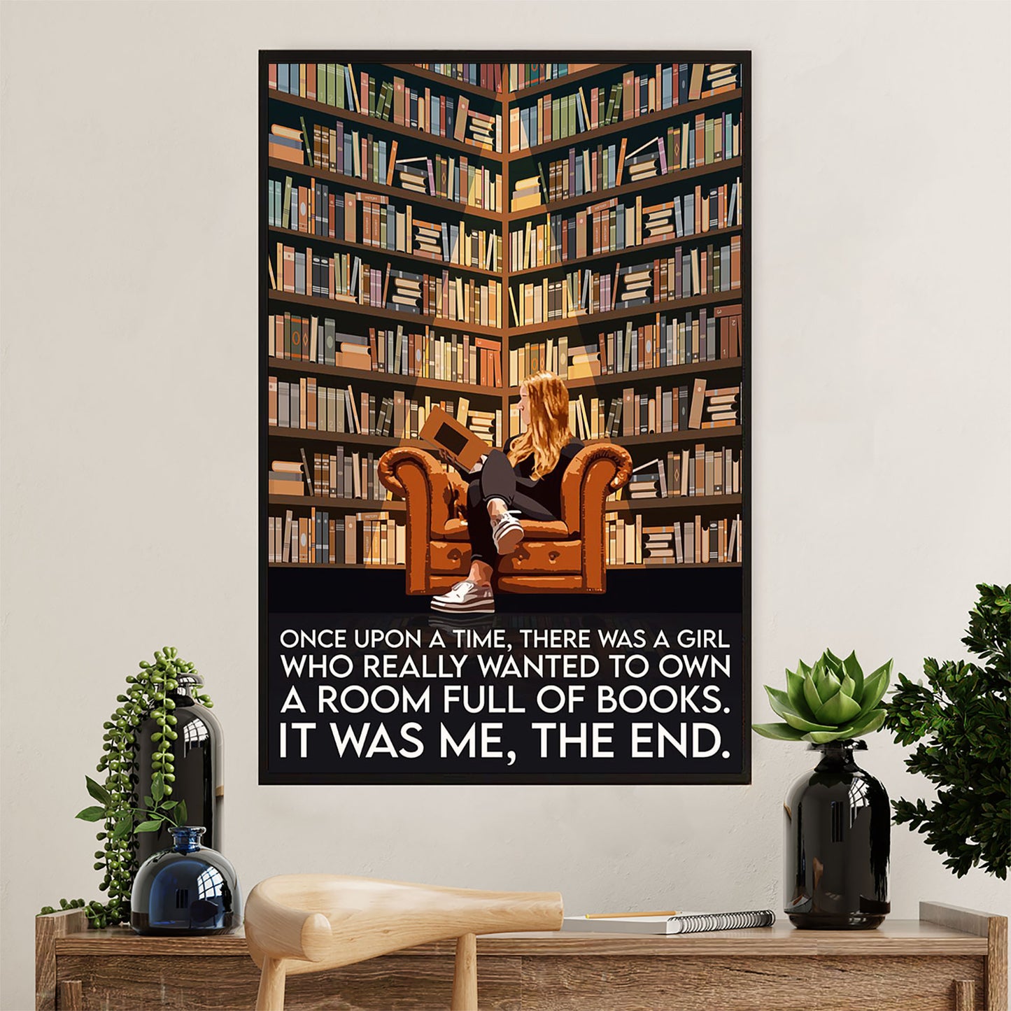 Books Lover Canvas Prints | There Was A Girl Who Wanted To Own A Room Full Of Books | Wall Art Gift for Books Reader