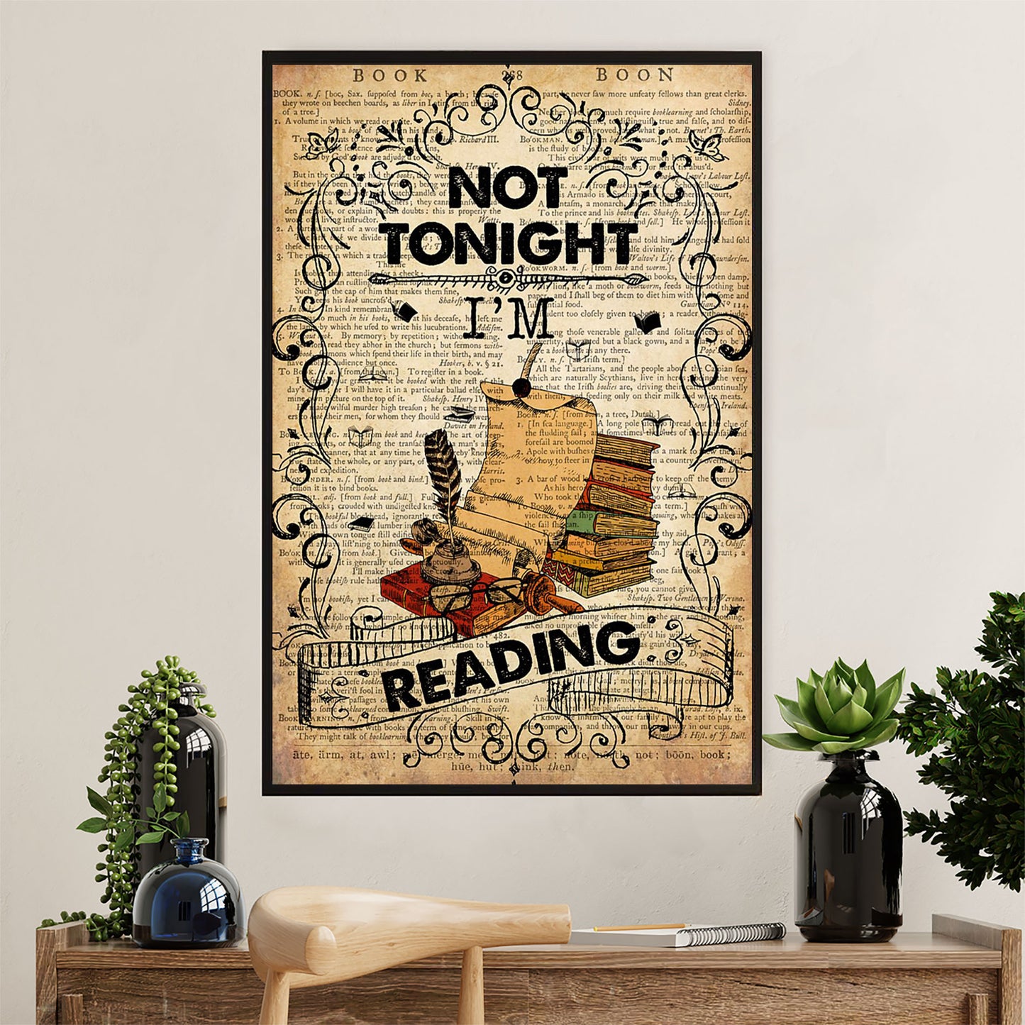 Books Lover Canvas Prints | Not Tonight I'm Reading | Wall Art Gift for Books Reader