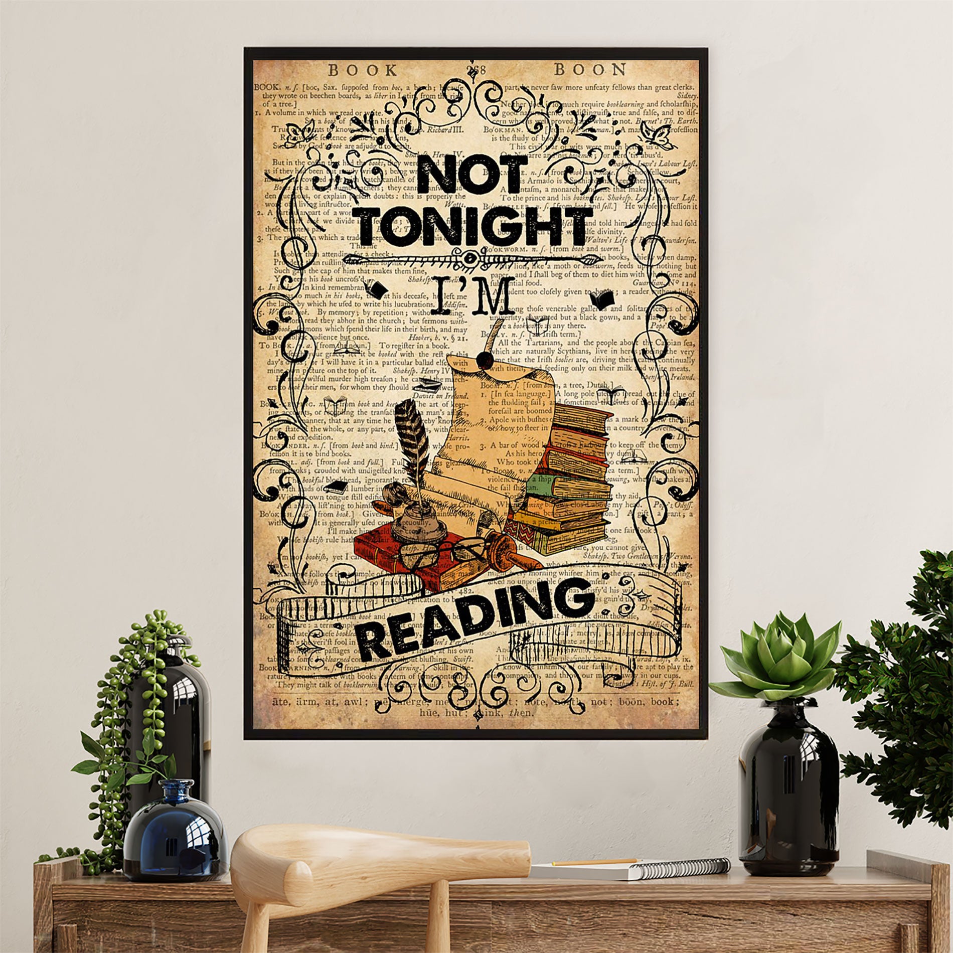 Books Lover Canvas Prints | Not Tonight I'm Reading | Wall Art Gift for Books Reader