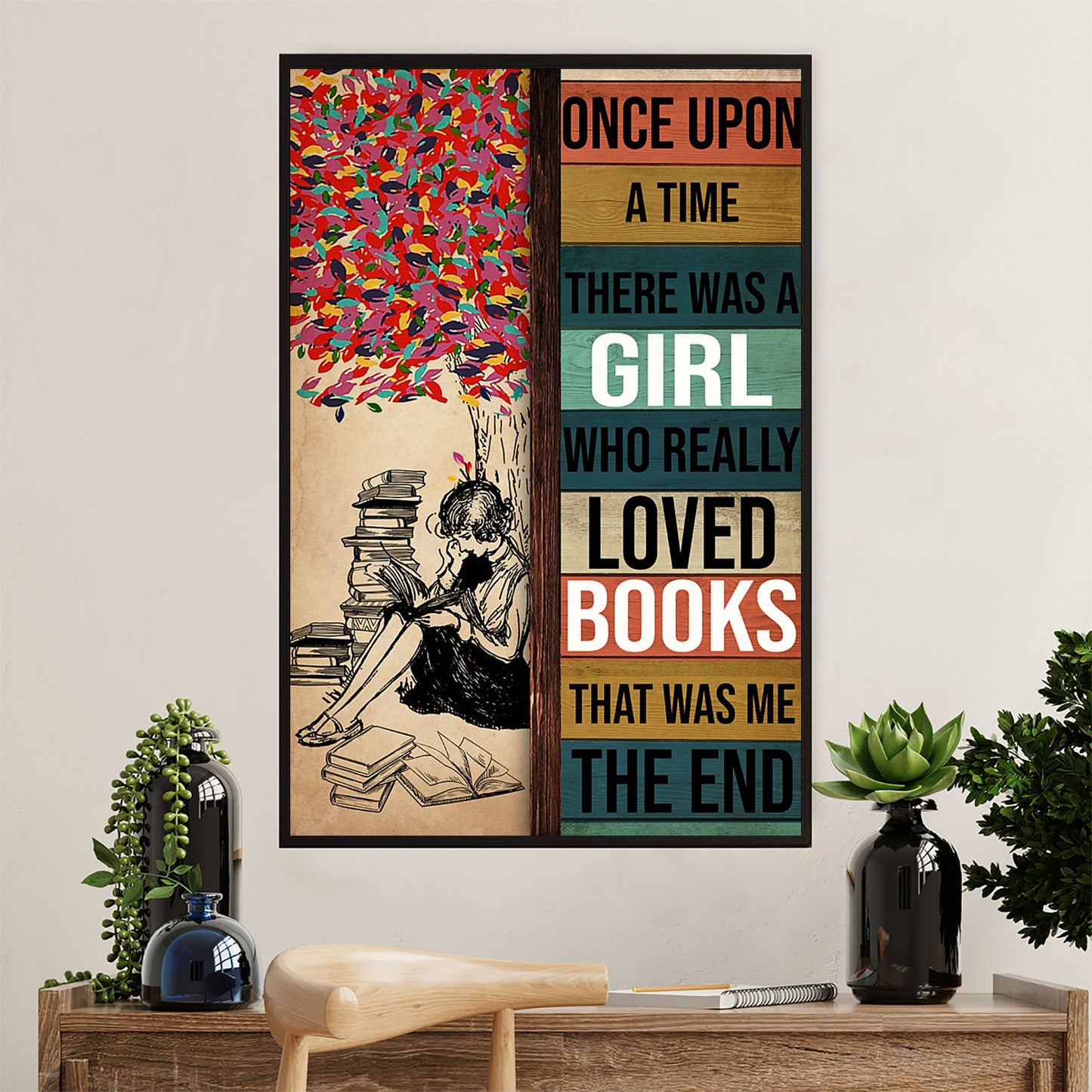 Books Lover Poster Prints | There Was A Girl Who Loved Books | Wall Art Gift for Books Reader