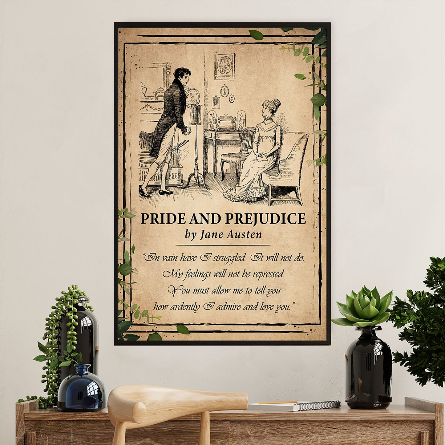 Books Lover Canvas Prints | Pride & Prejudice | Wall Art Gift for Books Reader