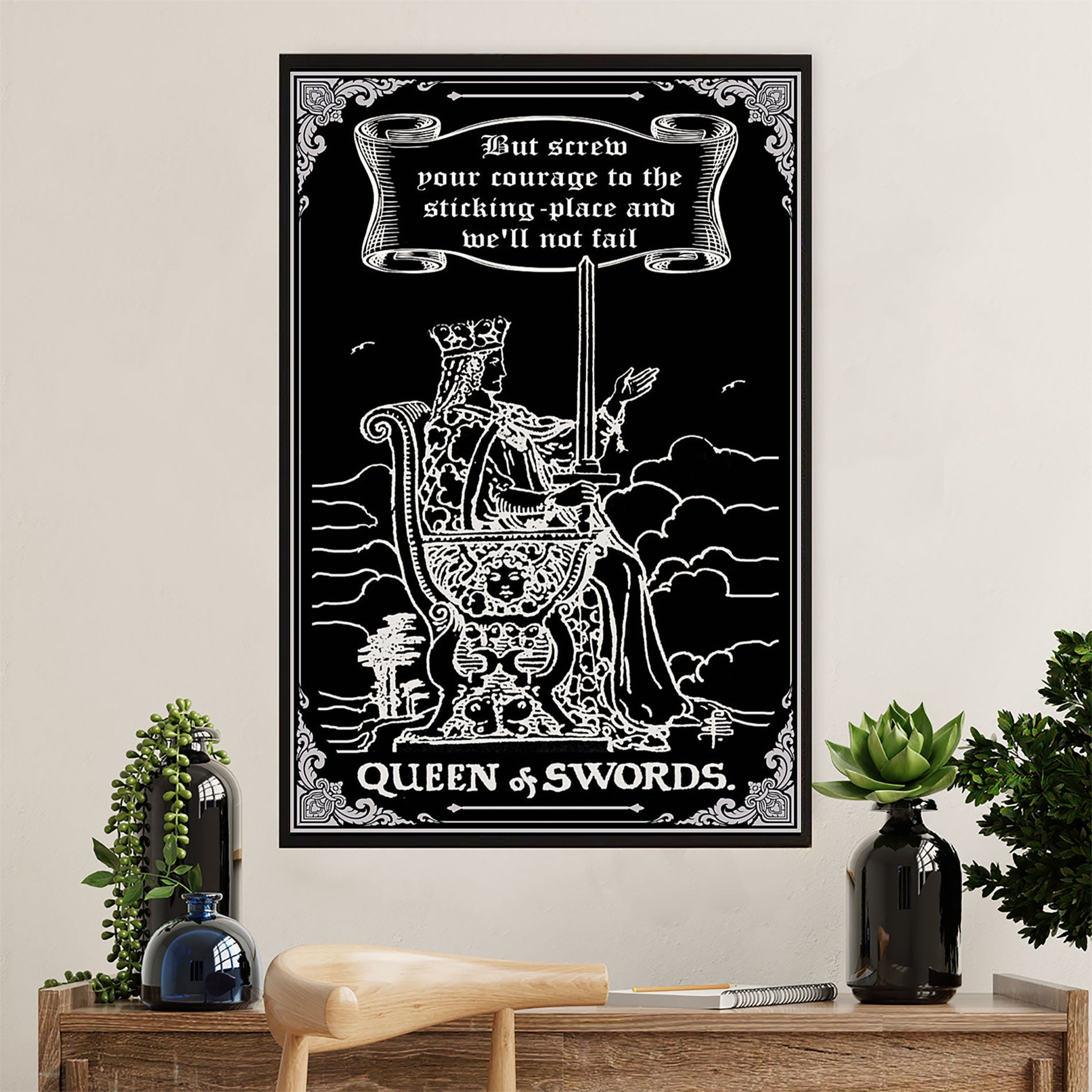 Books Lover Canvas Prints | Tarot Card Queen Of Swords | Wall Art Gift for Books Reader