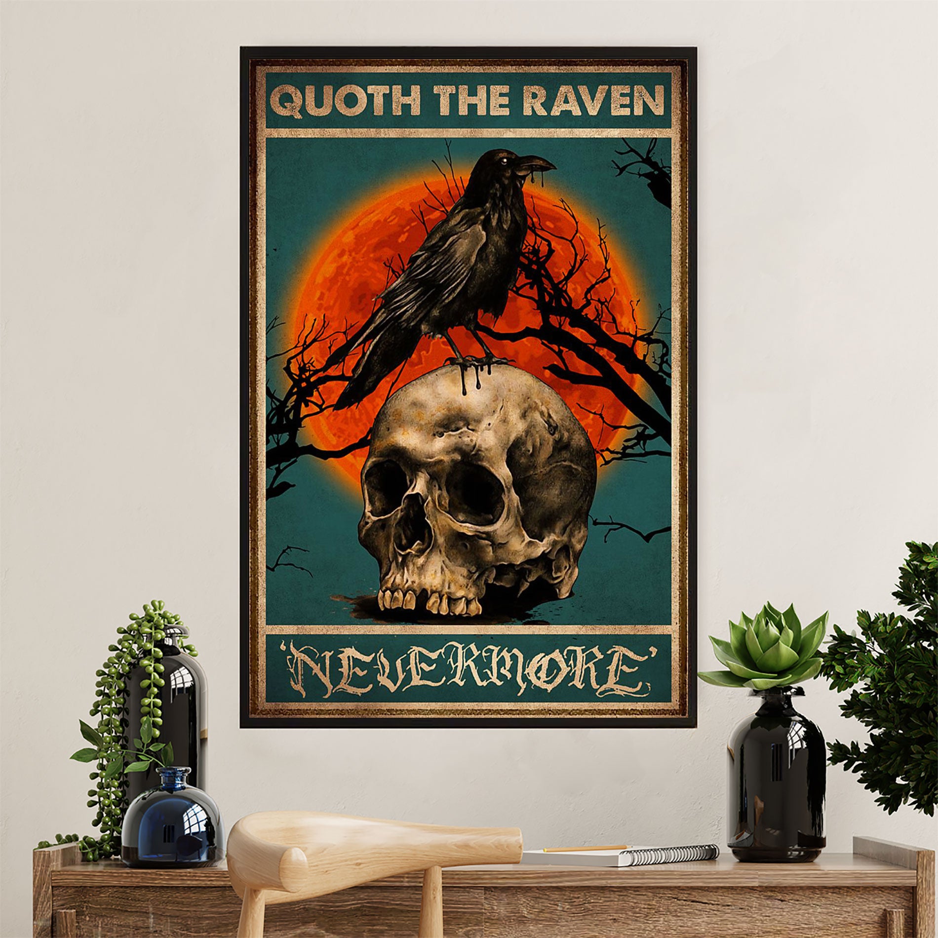 Books Lover Canvas Prints | Qouth The Raven - Nevermore | Wall Art Gift for Books Reader