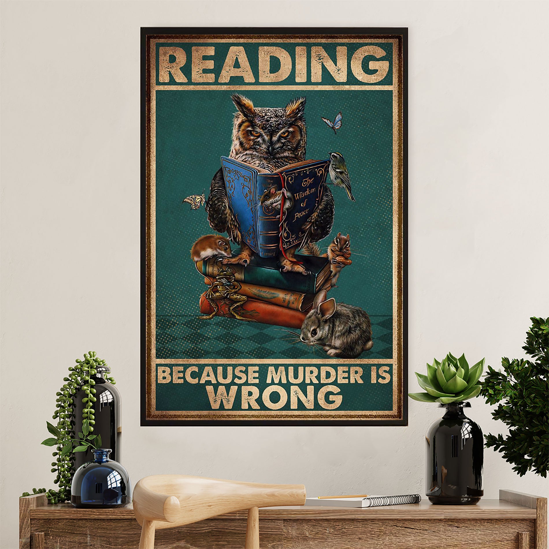 Books Lover Canvas Prints | Reading Because Murder Is Wrong | Wall Art Gift for Books Reader