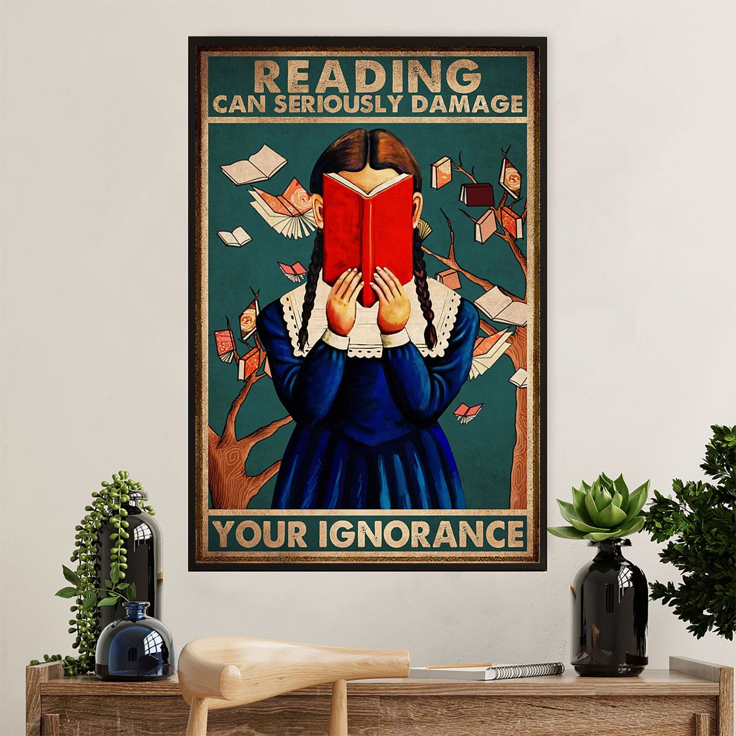 Books Lover Canvas Prints | Reading Can Seriously Damage Your Ignorance | Wall Art Gift for Books Reader